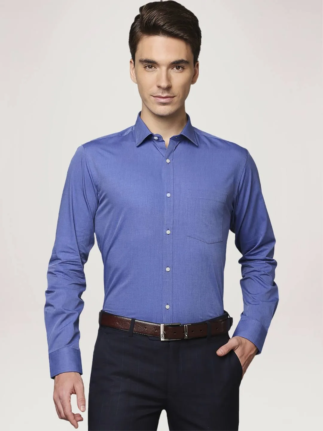 Park Avenue Men Blue Slim Fit Cotton Formal Shirt