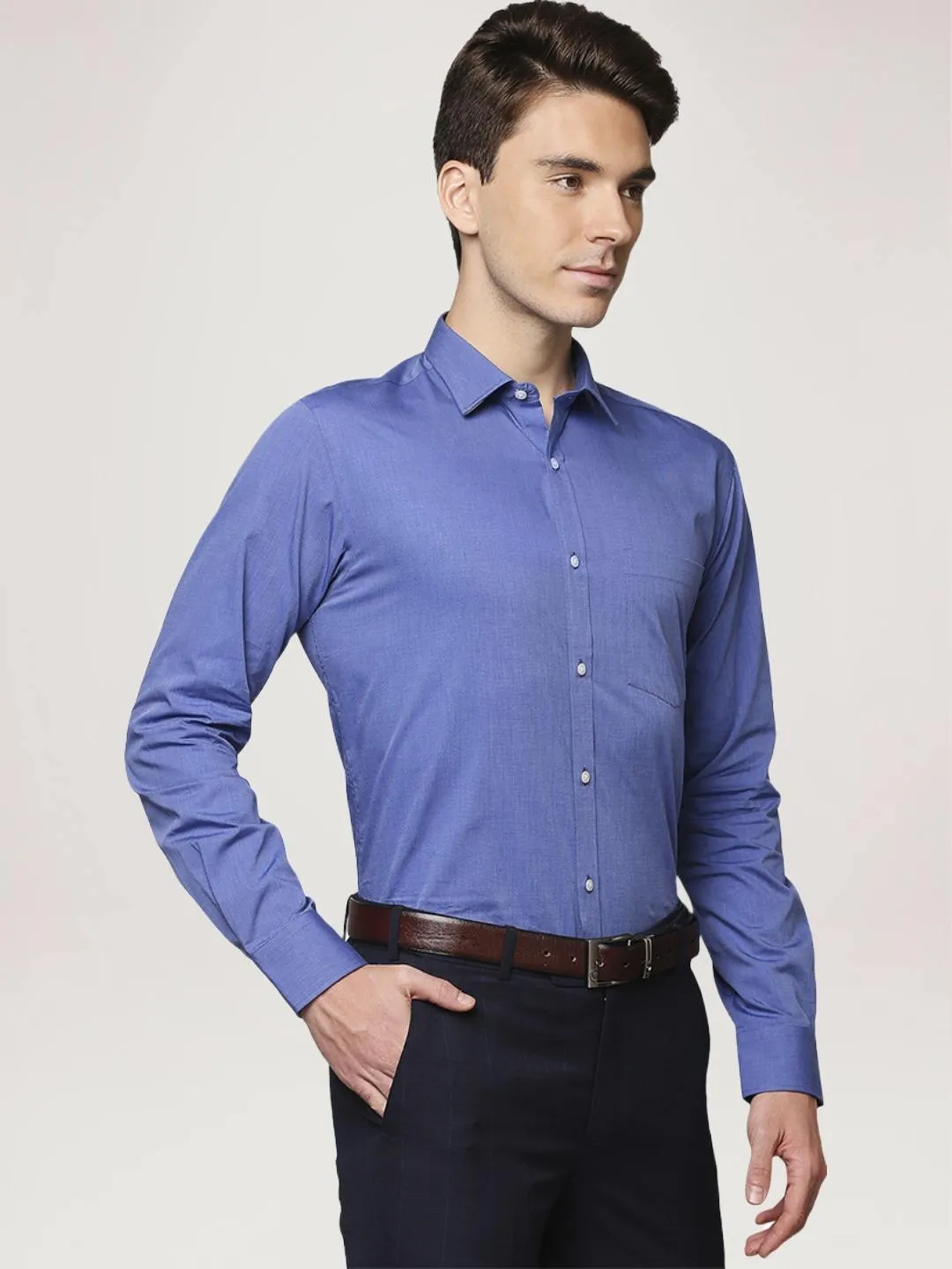 Park Avenue Men Blue Slim Fit Cotton Formal Shirt