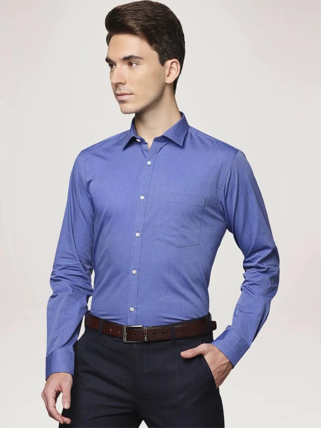 Park Avenue Men Blue Slim Fit Cotton Formal Shirt
