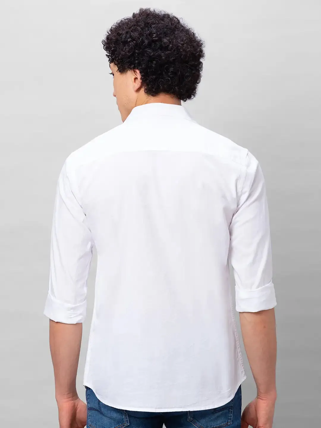 Park Avenue Men White Solid Slim Fit Cotton Shirts