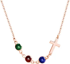 Personalized Birthstone Necklace,Cross Necklace,Pendants with Birthstones,Thanksgiving Gift for Her