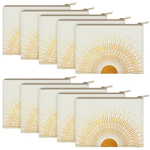 Pinkunn 10 Pcs Sunshine Ray Makeup Bag Organizer Mother's Day Boho Cosmetic Bag Cute Makeup Pouch Zipper Make up Small Cosmetic Pouch for Travel Accessory for Women Girls Travel