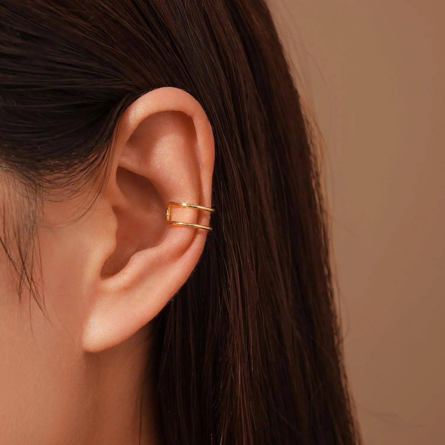 PLOMFOV Ear Cuff Earrings for Women Ear Cuffs Non Piercing 14K Gold Filled Ear Cuff Gold Clip on Cartilage Fake Earrings Trendy Chunky/Thin Ear Cuff Single