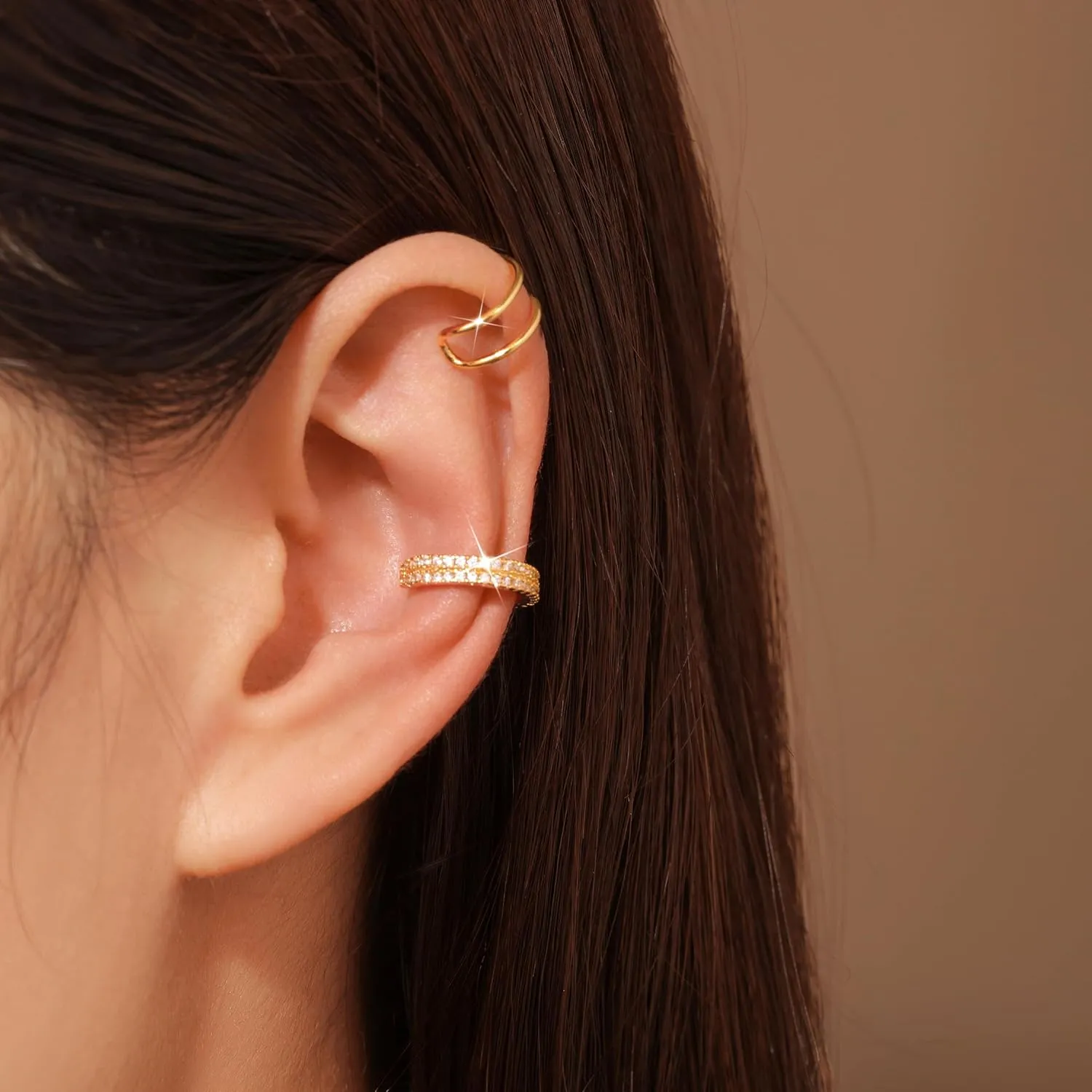 PLOMFOV Ear Cuff Earrings for Women Ear Cuffs Non Piercing 14K Gold Filled Ear Cuff Gold Clip on Cartilage Fake Earrings Trendy Chunky/Thin Ear Cuff Single