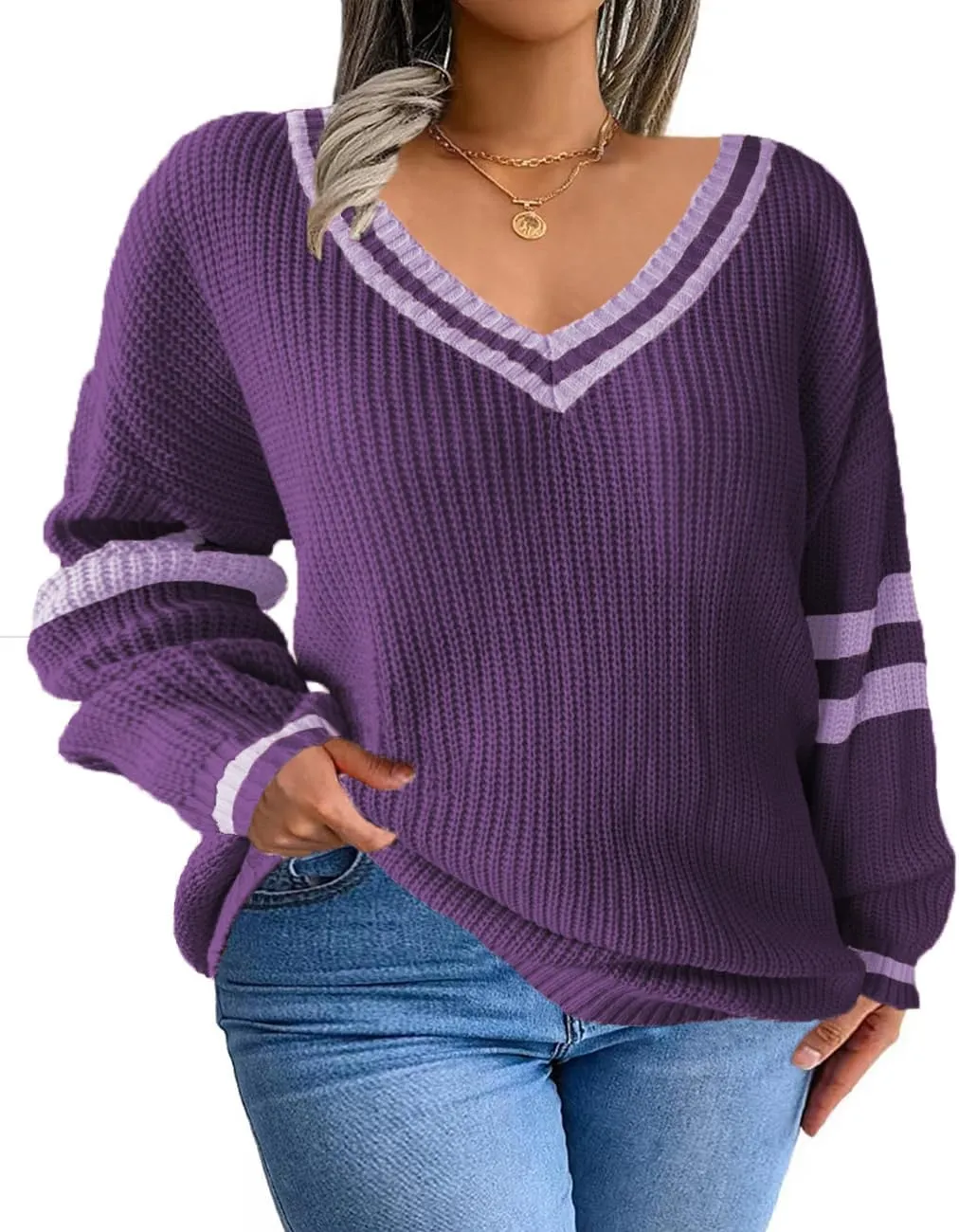 Plus-Size Sweaters for Women Long Sleeve Knit Pullover Sweaters 1XL-5XL
