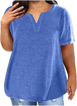 Plus Size Tops for Women 2025 Floral Print Summer V Neck Short Sleeve T Shirts Oversized Trendy Dressy Casual Blouses