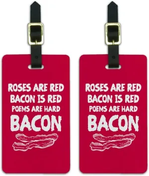 Poems are Hard Bacon Luggage ID Tags Suitcase Carry-On Cards - Set of 2