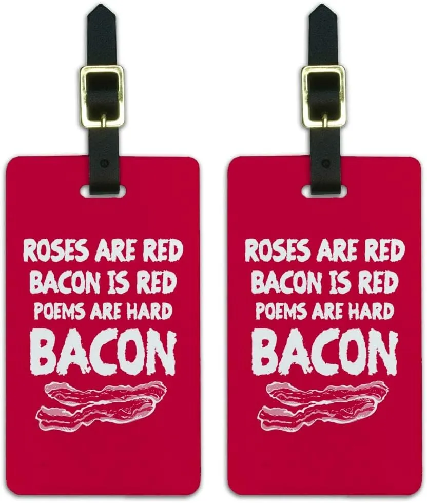Poems are Hard Bacon Luggage ID Tags Suitcase Carry-On Cards - Set of 2
