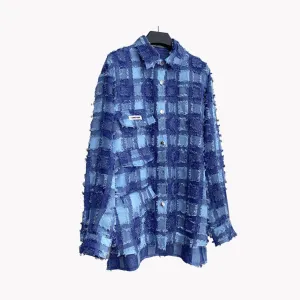 Pre Order:  Plaid Tweed Loose Fit Shirt
