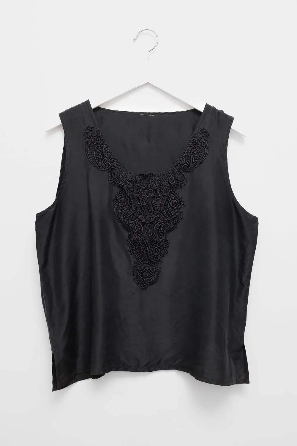 PURE SILK BLACK VINTAGE TANKTOP
