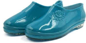Qtqgoitem Blue US 9 Low Heel Resistant Waterproof Rain Boots Wellies Ankle Shoes for Women (Model: ab7 05b 8e5 bb0 570)