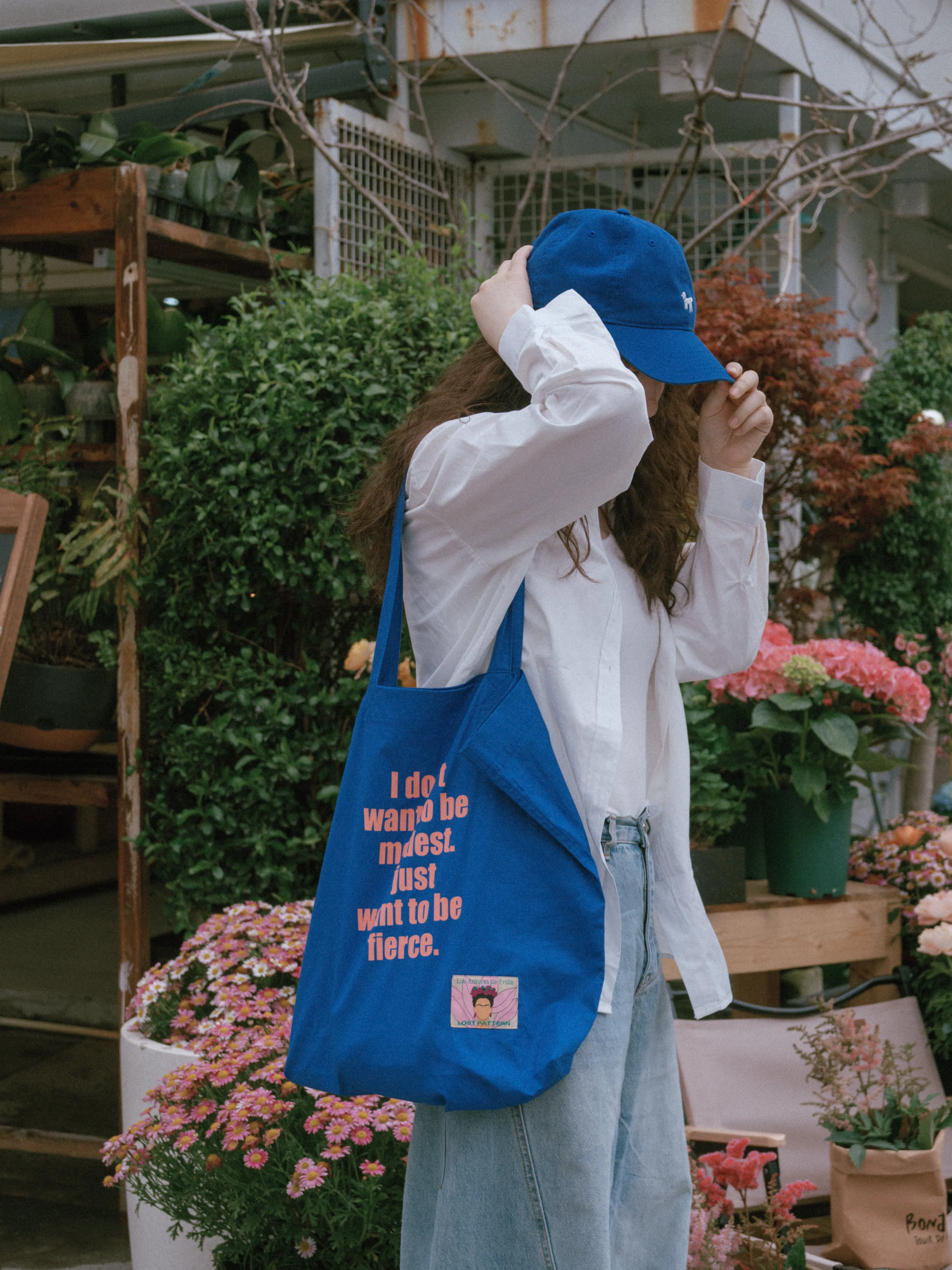 "The Voice of Frida" Cotton Tote Bag - Casa Azul Blue