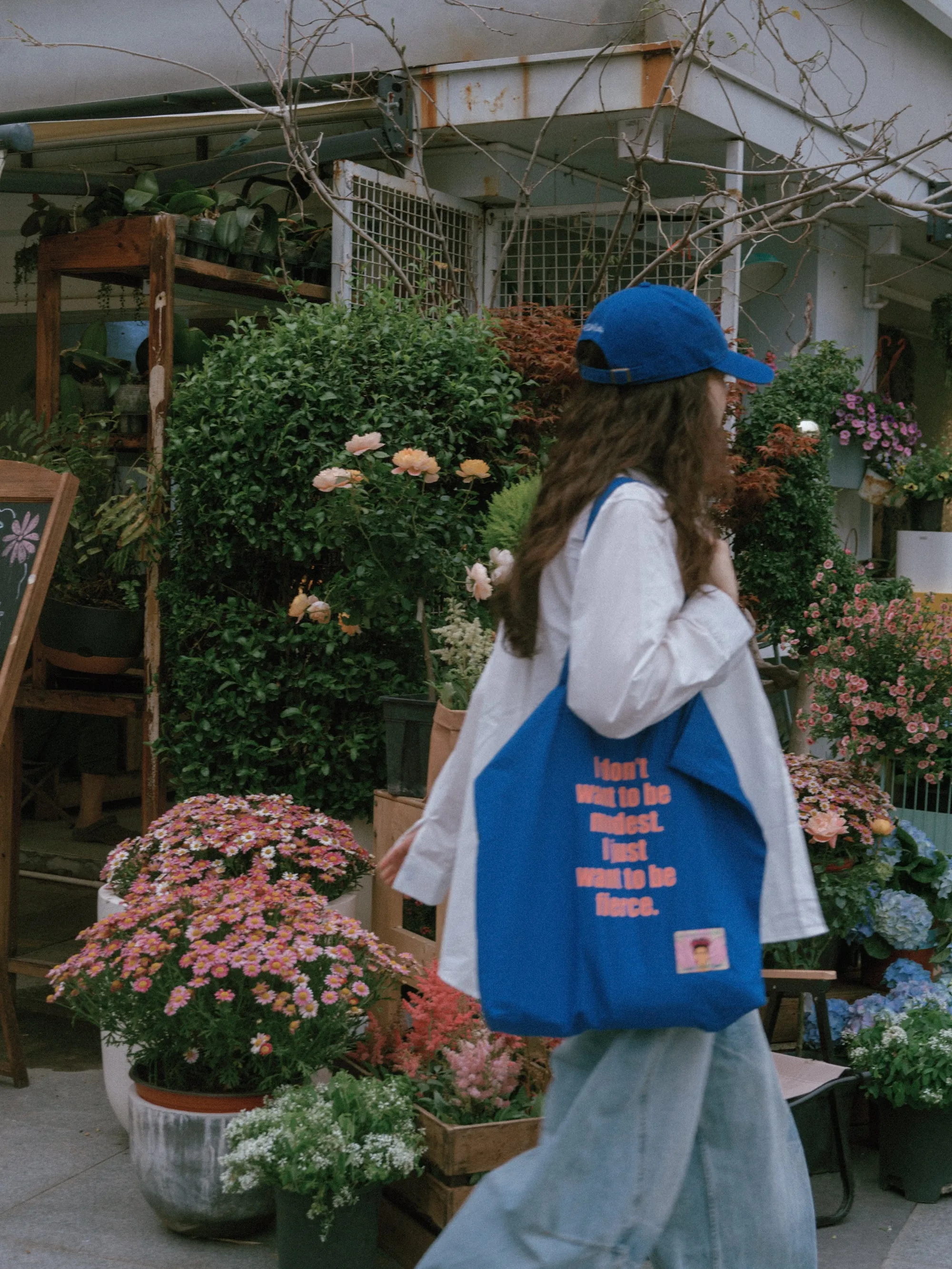 "The Voice of Frida" Cotton Tote Bag - Casa Azul Blue