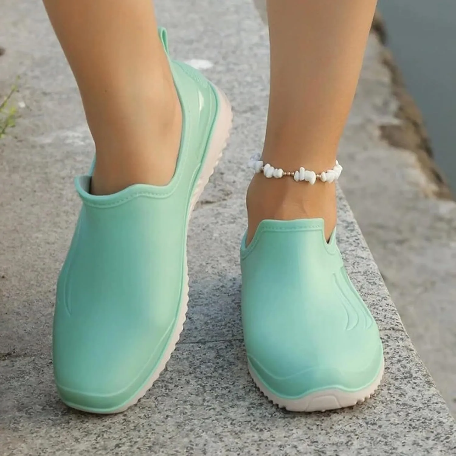 Rain Boots Women Ankle Garden Rainboot Slip On Short Rain Boots Garden Boots For Women Wide Width Waterproof Slip On Rain Shoe