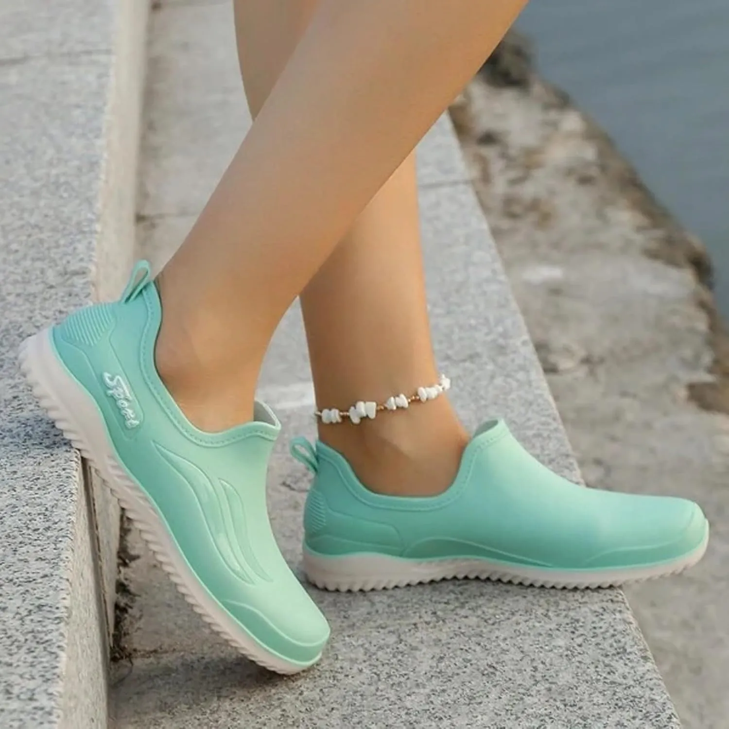Rain Boots Women Ankle Garden Rainboot Slip On Short Rain Boots Garden Boots For Women Wide Width Waterproof Slip On Rain Shoe