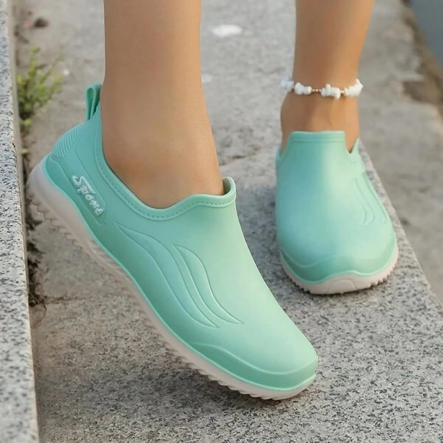 Rain Boots Women Ankle Garden Rainboot Slip On Short Rain Boots Garden Boots For Women Wide Width Waterproof Slip On Rain Shoe