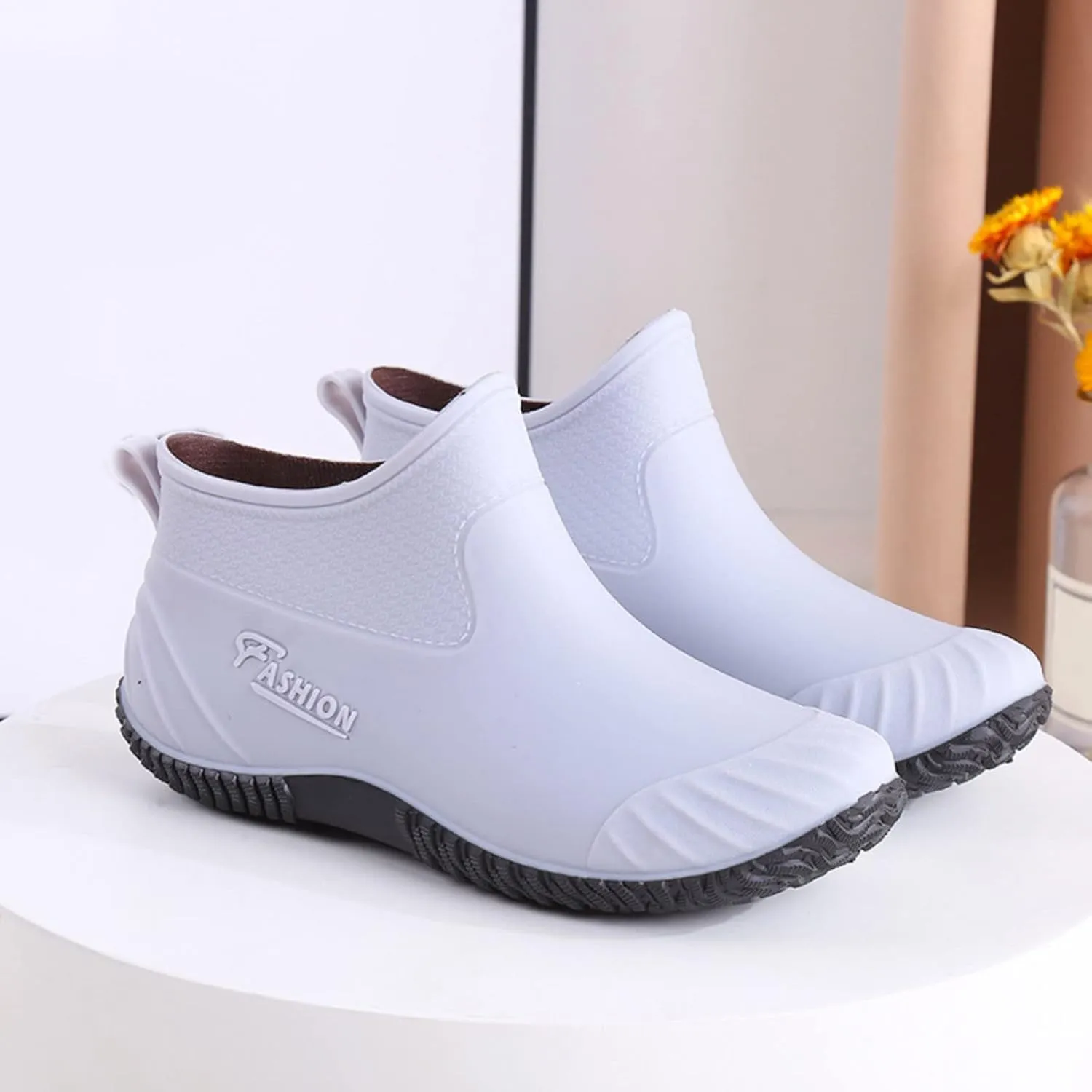 Rain Boots Women Women's Short Rain Boots Waterproof Anti Slip Rubber Ankle Chelsea Booties Comfortable Garden Shoes