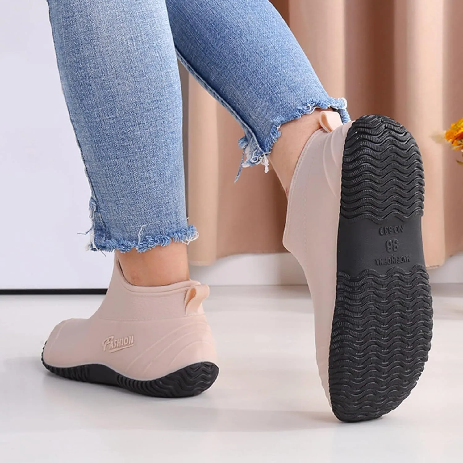 Rain Boots Women Women's Short Rain Boots Waterproof Anti Slip Rubber Ankle Chelsea Booties Comfortable Garden Shoes