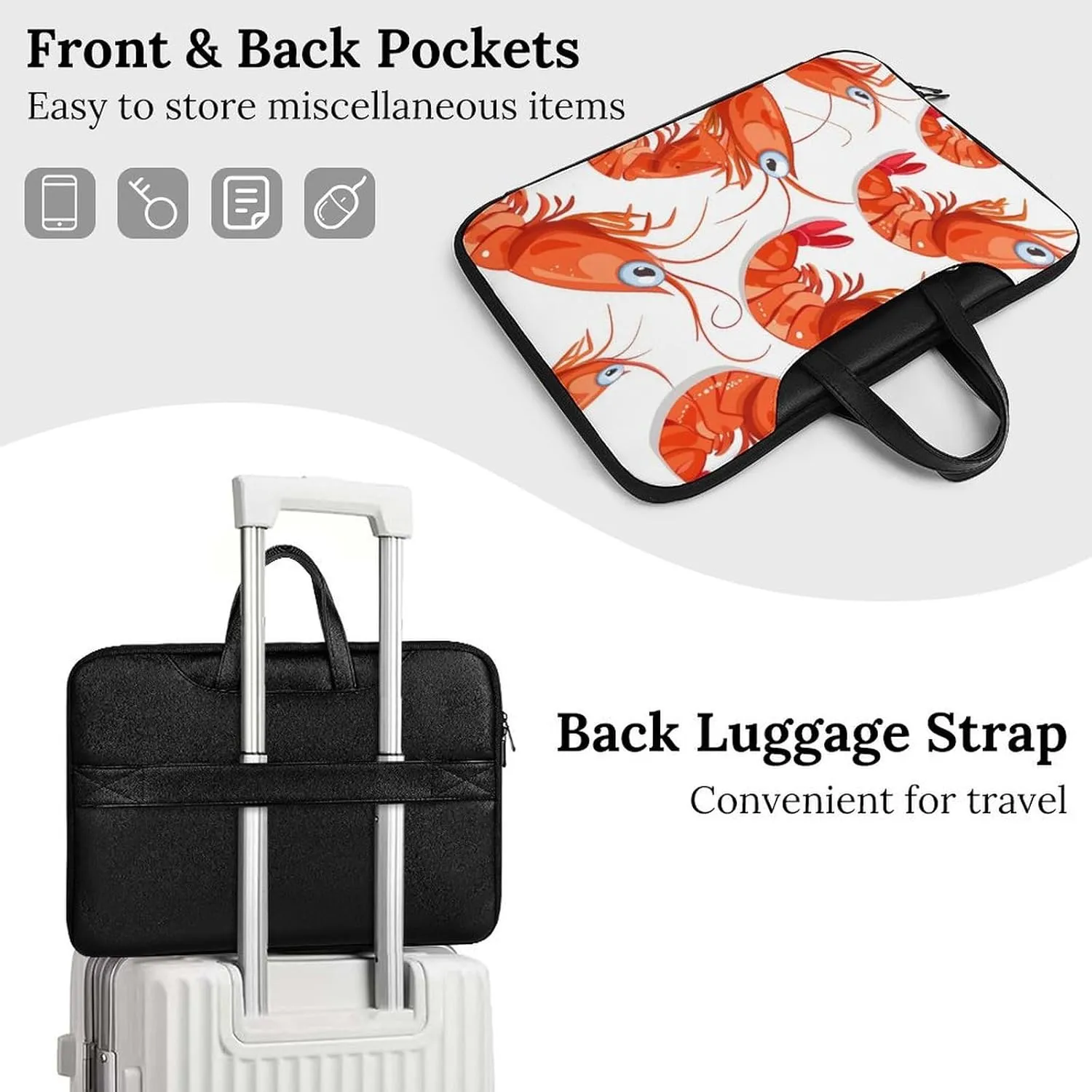 Red Crawfishes Red Lobsters Laptop Tote Bag Waterproof Computer Carrying Case Business Office Briefcase