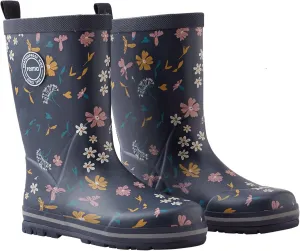 Reima Taika Kids Waterproof Outdoor Rain Boots for Girls & Boys, Navy Flowers, 11.5 Little Kid