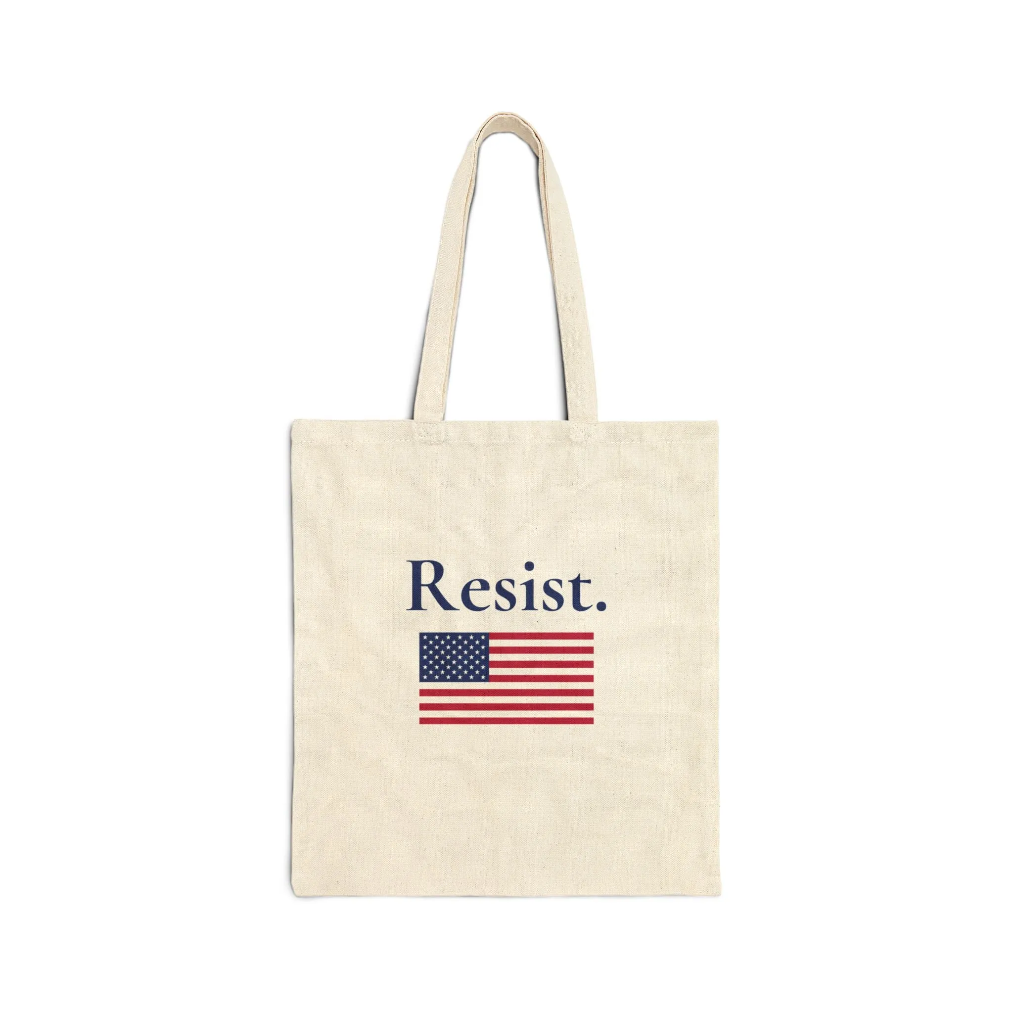Resist - Cotton Canvas Tote Bag with American Flag - Eco-Friendly Shopping Bag