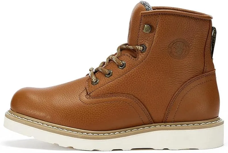 ROCKROOSTER Roberta - Men's Work Boots, 6 Inch Soft Toe Boot, Wedge Sole, Arch Support Anti-Fatigue Shoes, Water Resistant Leather EH Safety Boots, AP615-VAP615