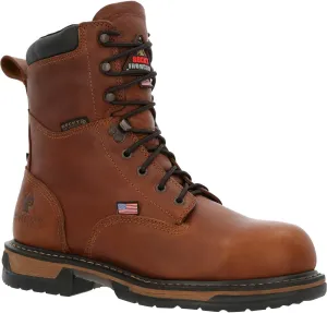 ROCKY IronClad Steel Toe Waterproof Work Boots, Brown, Size 10.5(W)