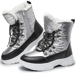 Rominz Womens Winter Snow Boots with Zipper Warm Fur Lined Mid Calf Ankle Booties for Women Comfortable Outdoor Anti Slip Boots