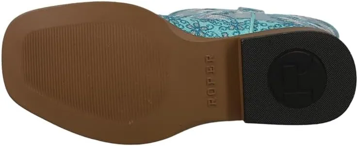 ROPER Kids Girls Glittery Floral Square Toe Casual Boots Mid Calf - Blue