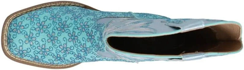 ROPER Kids Girls Glittery Floral Square Toe Casual Boots Mid Calf - Blue