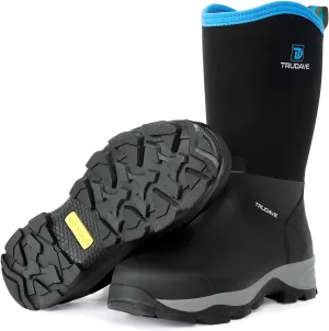 Rubber Boots for Men with Steel Shank, Mid Calf Work Rain Boots, Men's Outdoor Waterproof Anti-Slip Hunting Boot, Size 6-13