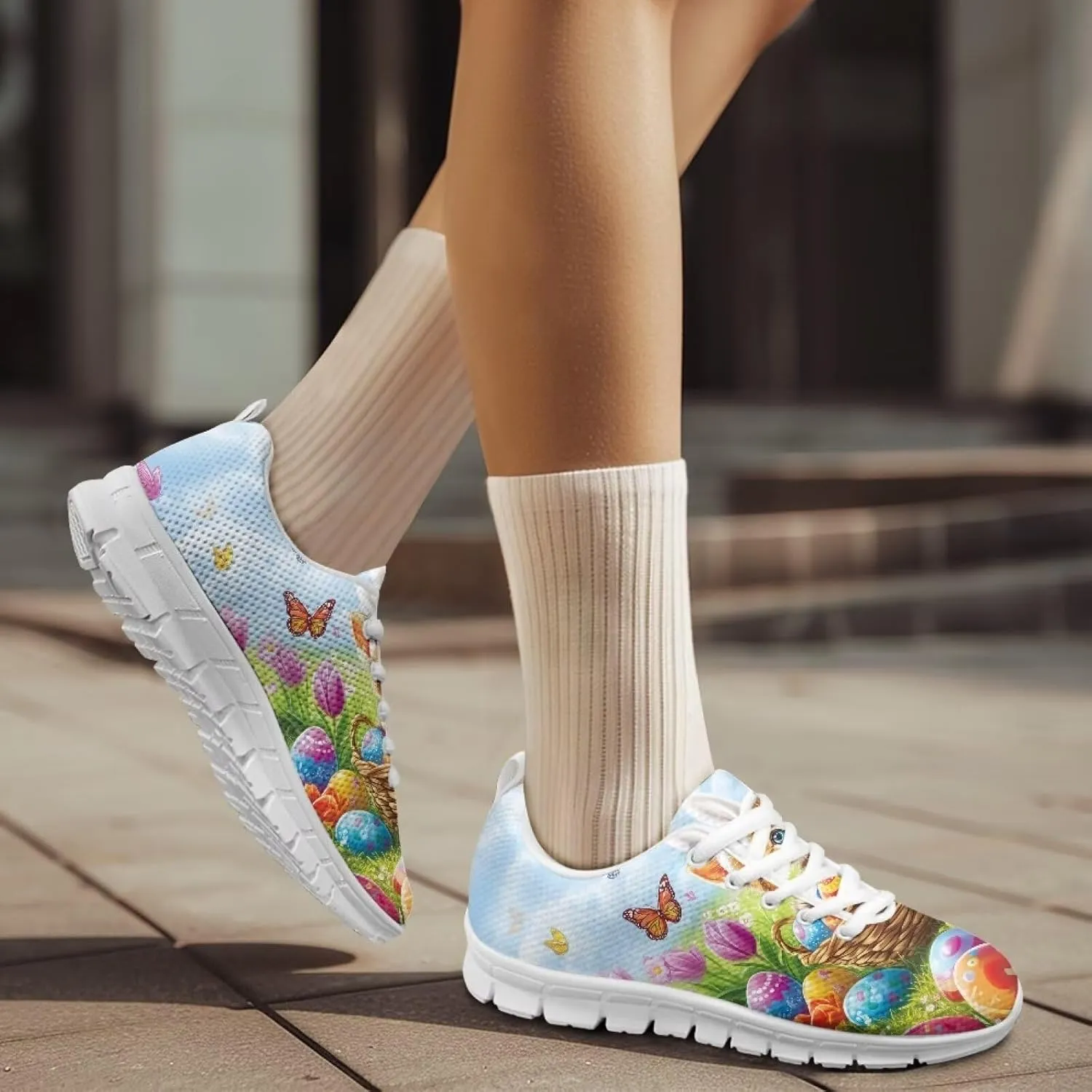 Running Shoes for Women Lightweight Tennis Shoe Outdoor Sports Gym Workout Sneakers Easter St. Patrick's Day Shoes White Sole Size 5-12