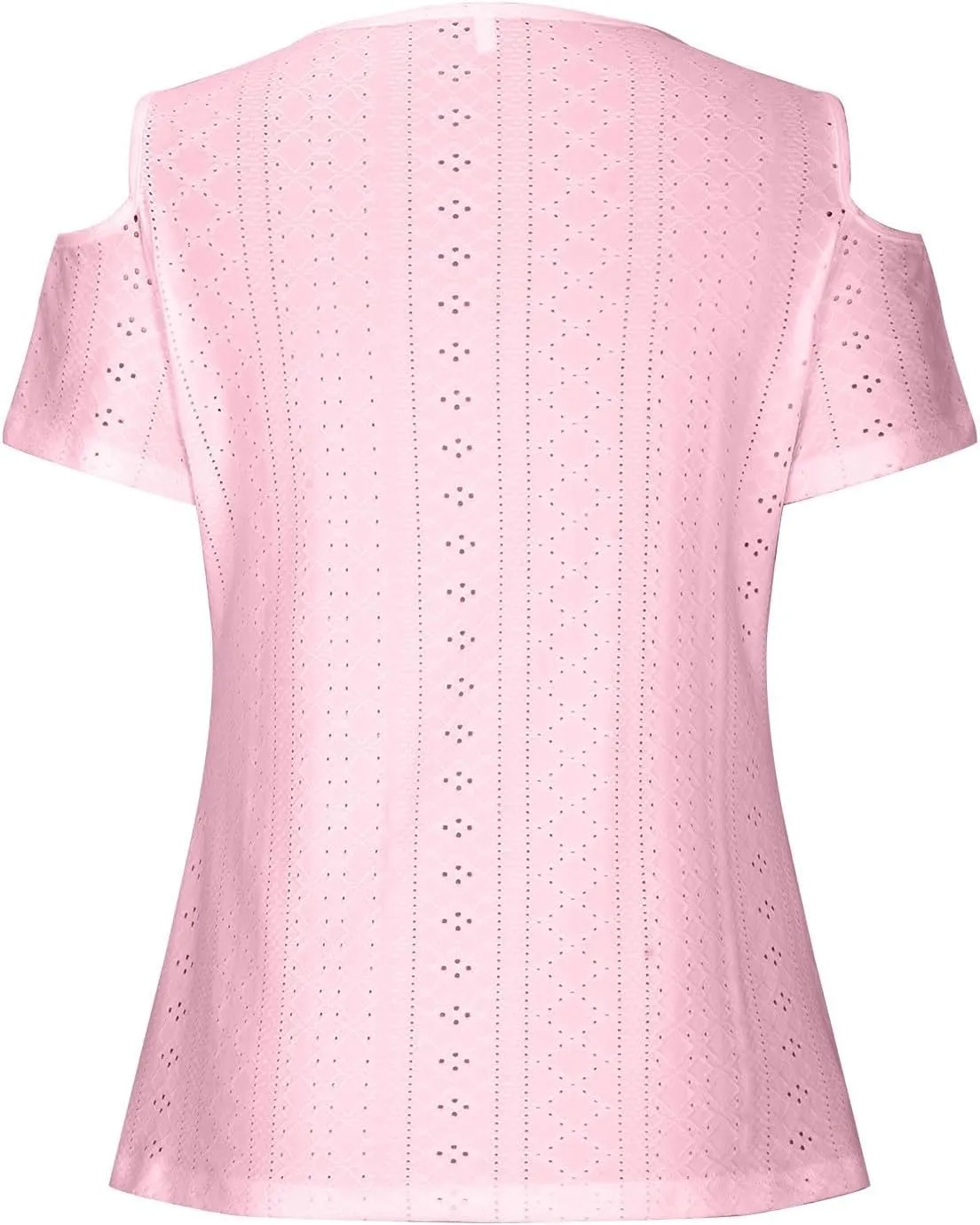 Sexy Cold Sholuder Tops for Women 2025 Summer Hollow Out Eyelet Short Sleeve Blouse Loose V Neck Tshirt Casual Tunics