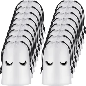 Shappy 50 Pcs Eyelash Aftercare Bags Eyelash Aftercare Plastic Makeup Bags with Drawstring Beauty Gift Cosmetic Sample Pouch for Women Girls Business Supplies(5 x 7 Inches,White)