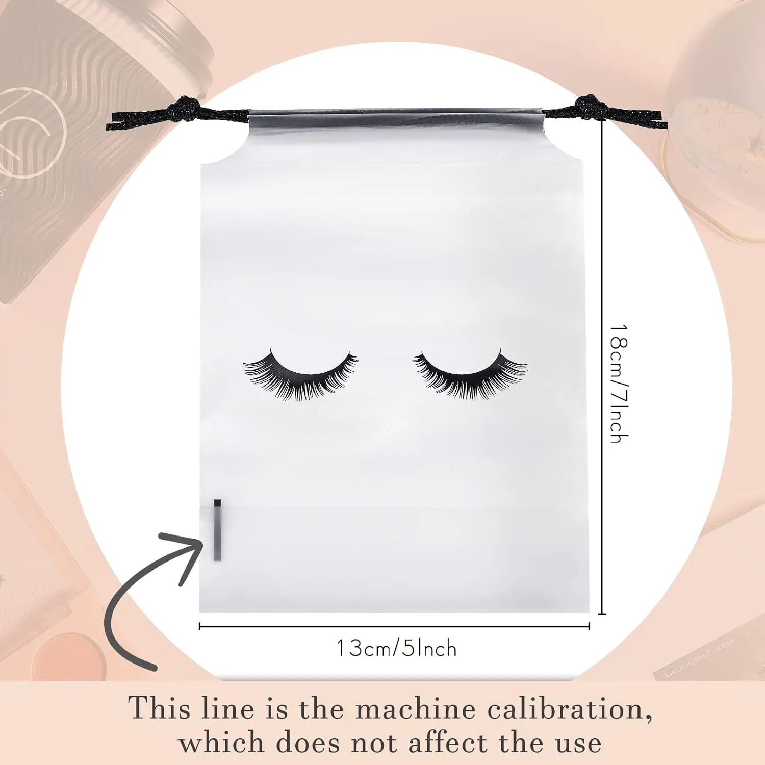 Shappy 50 Pcs Eyelash Aftercare Bags Eyelash Aftercare Plastic Makeup Bags with Drawstring Beauty Gift Cosmetic Sample Pouch for Women Girls Business Supplies(5 x 7 Inches,White)