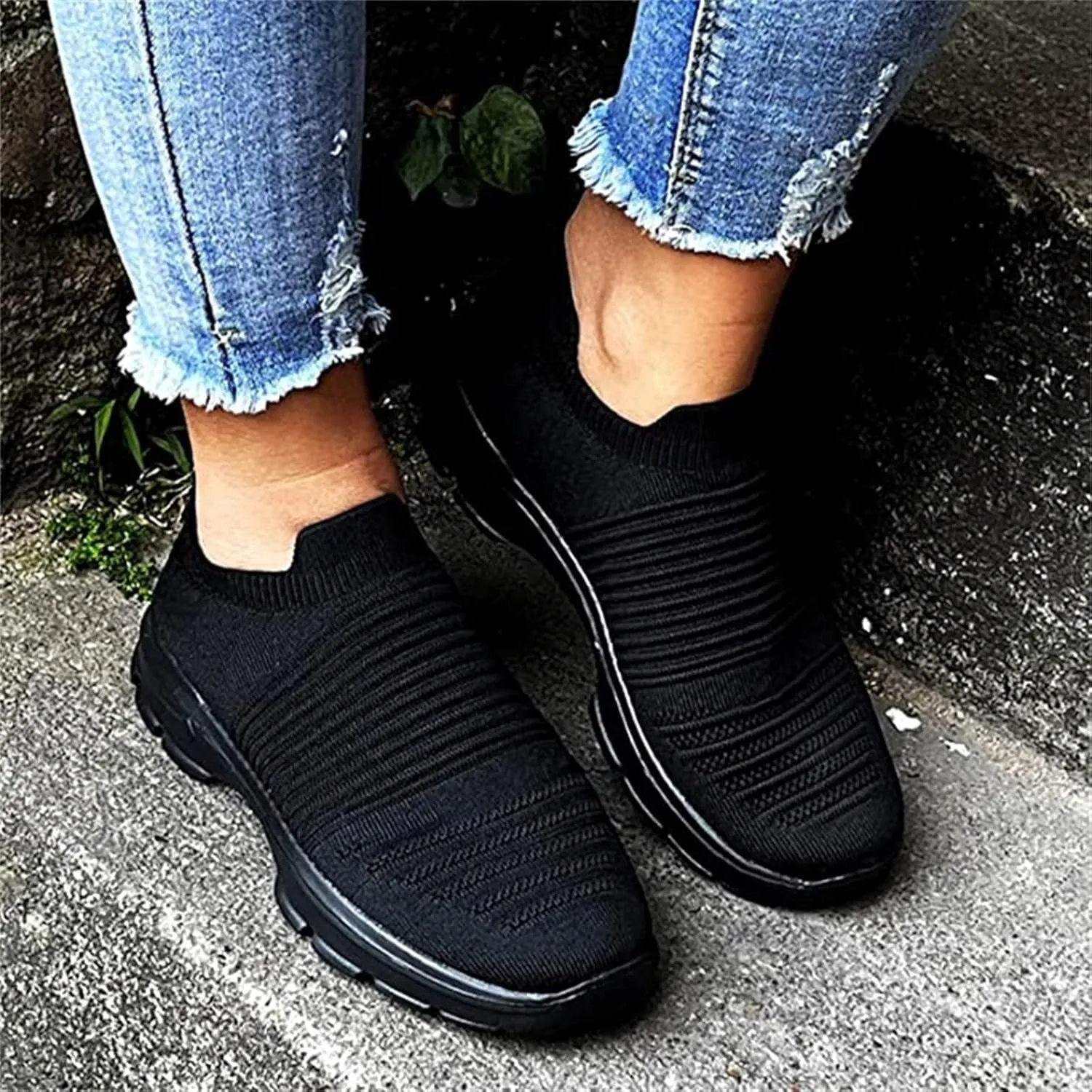 Shoes For Women Trendy Sneakers Walking Shoes Slip on Sock Sneakers Lady Girls Mesh Loafers Fashion Running Tennis Shoes