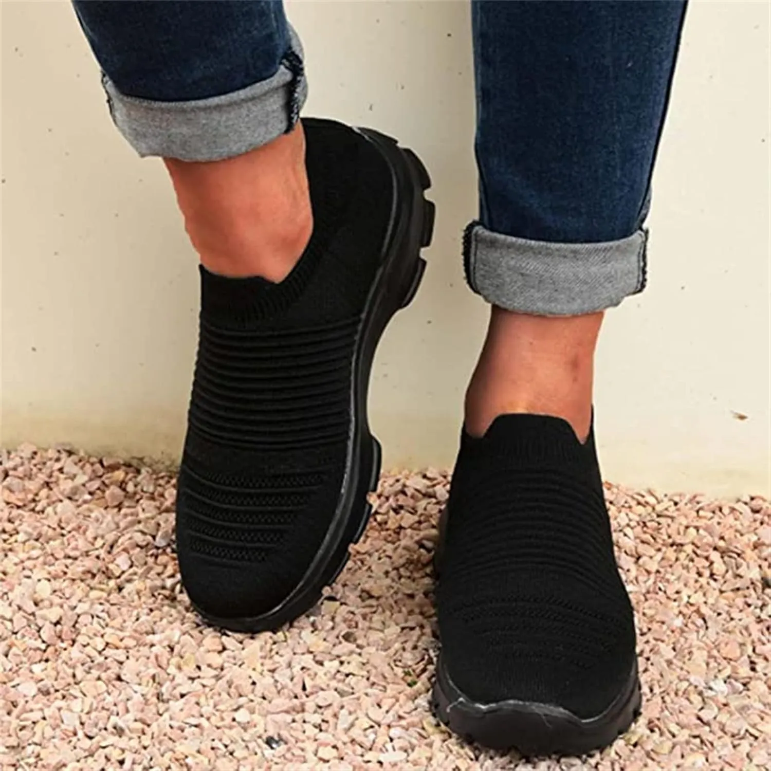 Shoes For Women Trendy Sneakers Walking Shoes Slip on Sock Sneakers Lady Girls Mesh Loafers Fashion Running Tennis Shoes