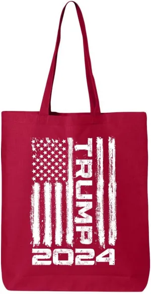 shop4ever Trump Flag 2024 45th US President Eco Cotton Tote Reusable Shopping Bag