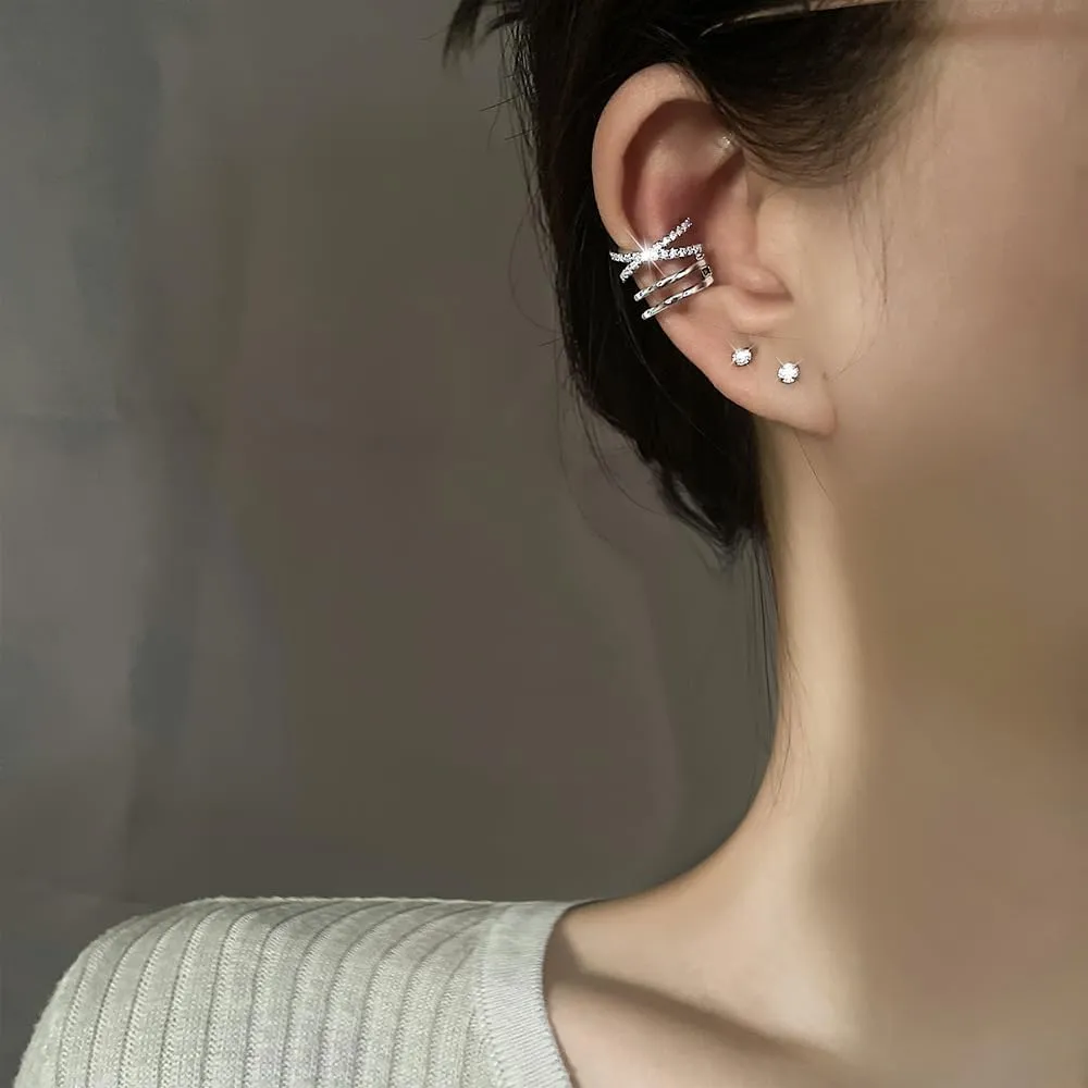 Silver Ear Cuffs Non Piercing Gold Ear Cuffs for Women Non Piercings Hypoallergenic Fake Ear Piercings Sparkle Clip On Earrings Bling Cartilage Earrings Ear Cuff Earrings for Women Dainty Earrings