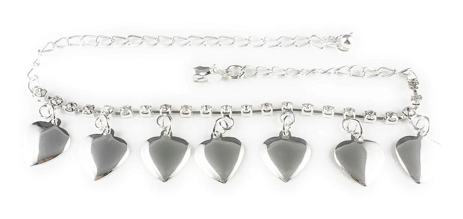 silver heart anklet charm dangle pendant adjustable ankle bracelet dangly heart pendants