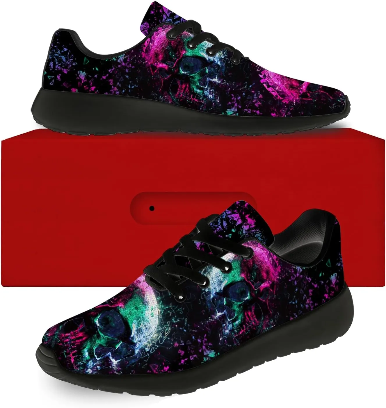 Skull Shoes for Men Women Lightweight Comfort Running Tennis Walking Sneakers Gifts for Him Her