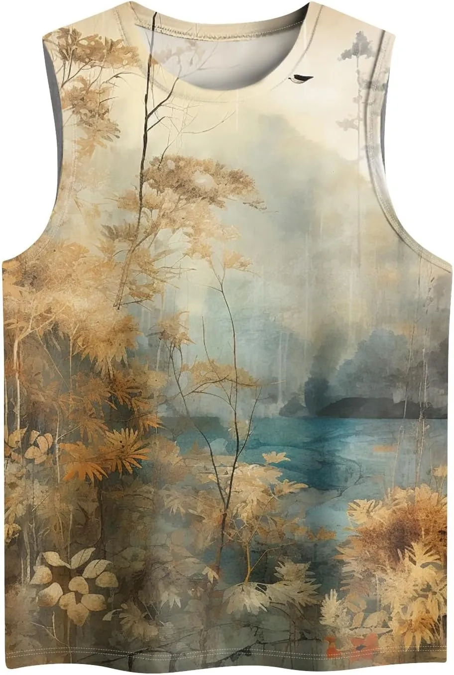 Sleeveless Tops for Women Summer Crew Neck Loose Fit Basic Tunics Tank Floral Holiday Going Out Tank Top Tee