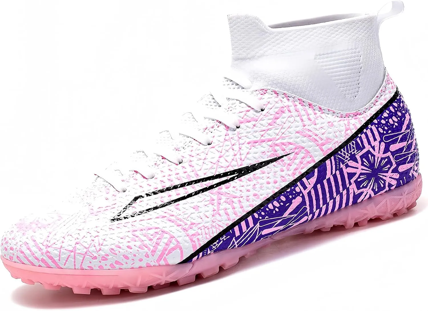 Soccer Cleats for Mens Womens Turf Soccer Shoes Indoor Footall Cleats High Ankle TF AG FG Football Boots Wide Training Sneaker