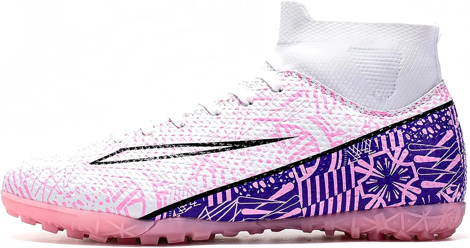 Soccer Cleats for Mens Womens Turf Soccer Shoes Indoor Footall Cleats High Ankle TF AG FG Football Boots Wide Training Sneaker