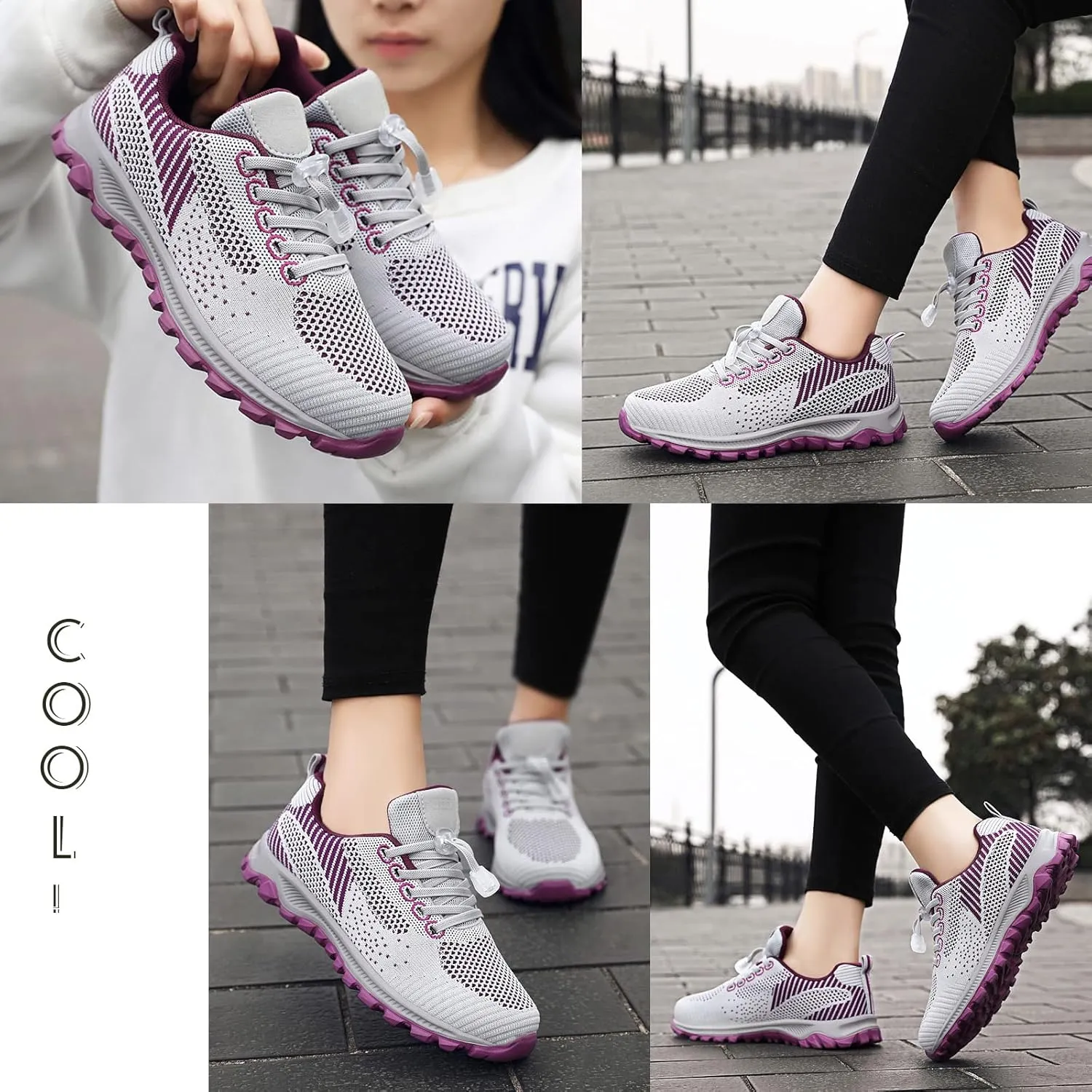 SOLPNOW Women's Stretch Elastic Strap Slip On Mesh Sneakers with Arch Support Breathable Comfortable Casual Walking Platform Sneakers,Outdoor Non-Slip Workout Running Sneakers