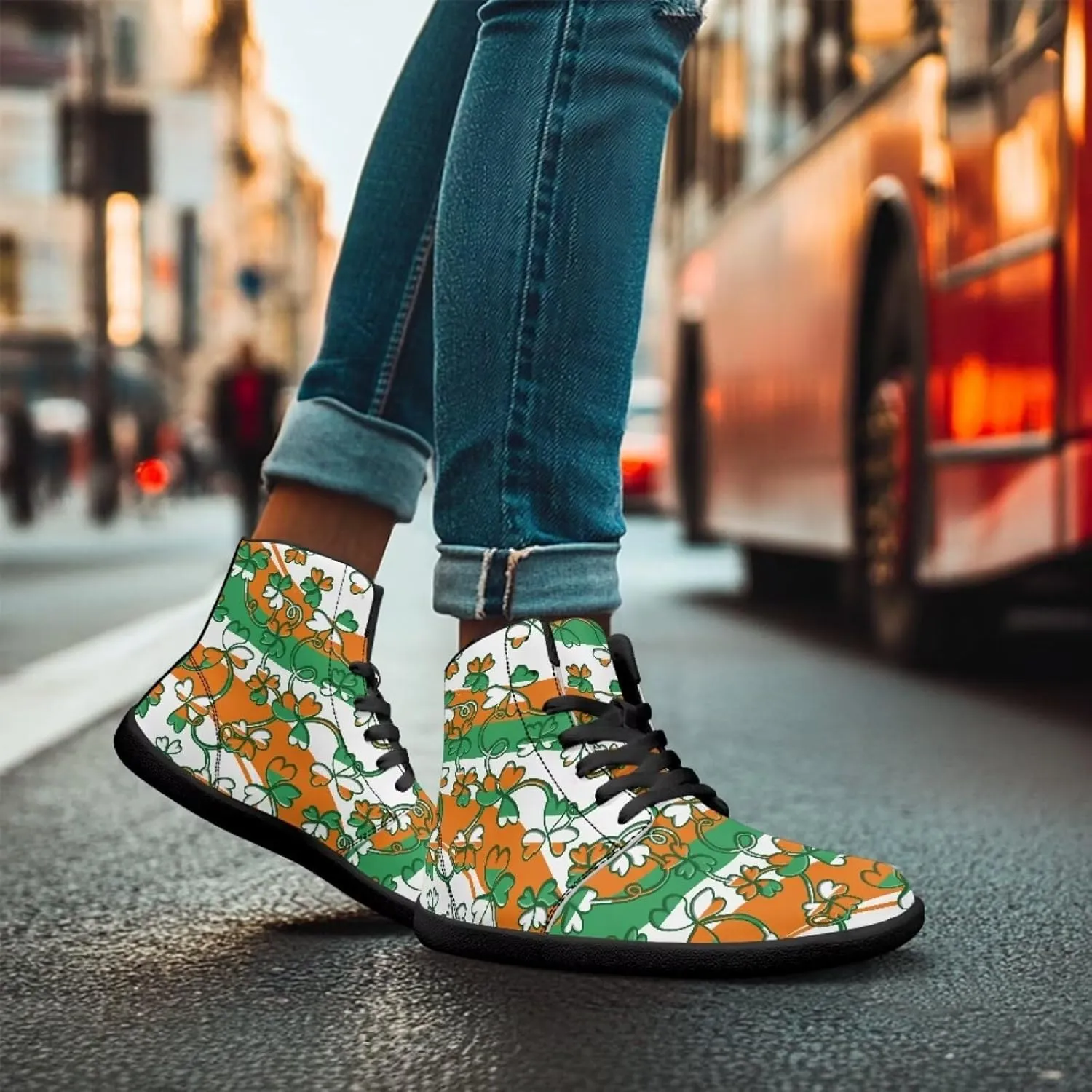St. Patrick's Day Design Mens High Top Sneakers Women Barefoot Shoes Minimalist Lace Up Zero Drop Sole Wide Tow Running Shoes