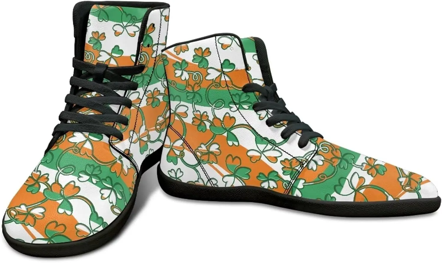 St. Patrick's Day Design Mens High Top Sneakers Women Barefoot Shoes Minimalist Lace Up Zero Drop Sole Wide Tow Running Shoes