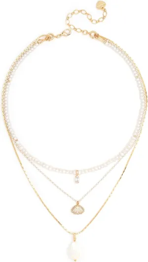 Stacked Three Gray Beaded Necklace and Teardrop Pendants - Choice of Colors