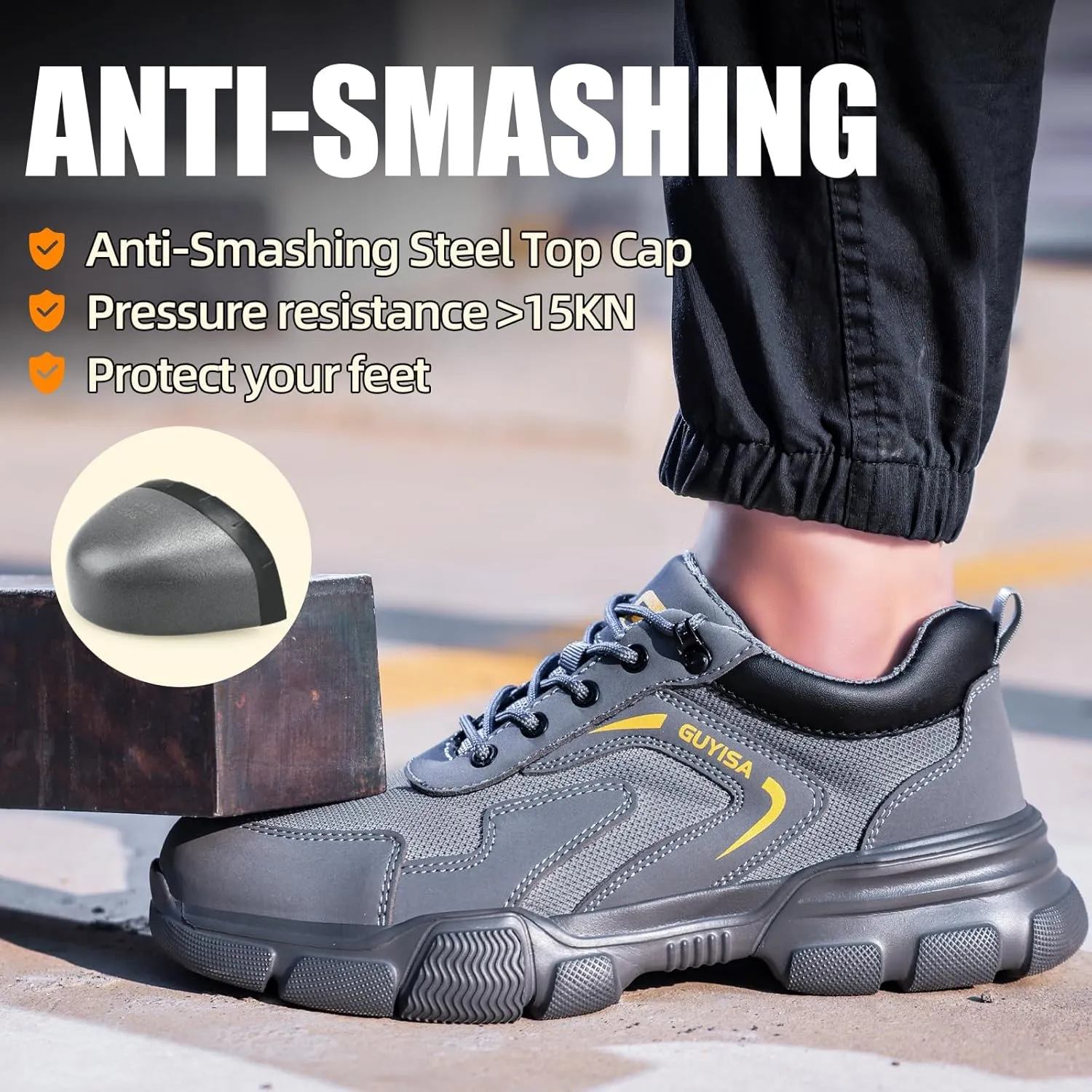 Steel Toe Shoes for Men Women Lightweight Work Shoes Mens Indestructible Safety Sneakers Puncture Proof Construction Shoe Composite Toe Sneakers