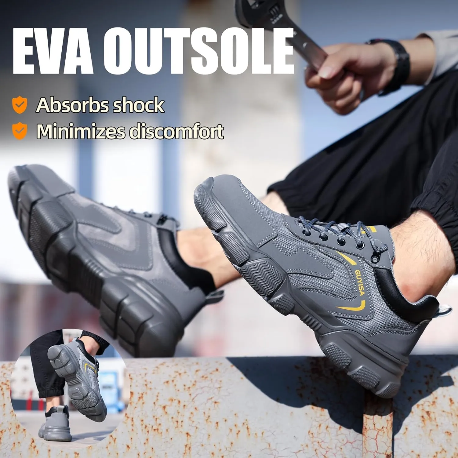 Steel Toe Shoes for Men Women Lightweight Work Shoes Mens Indestructible Safety Sneakers Puncture Proof Construction Shoe Composite Toe Sneakers